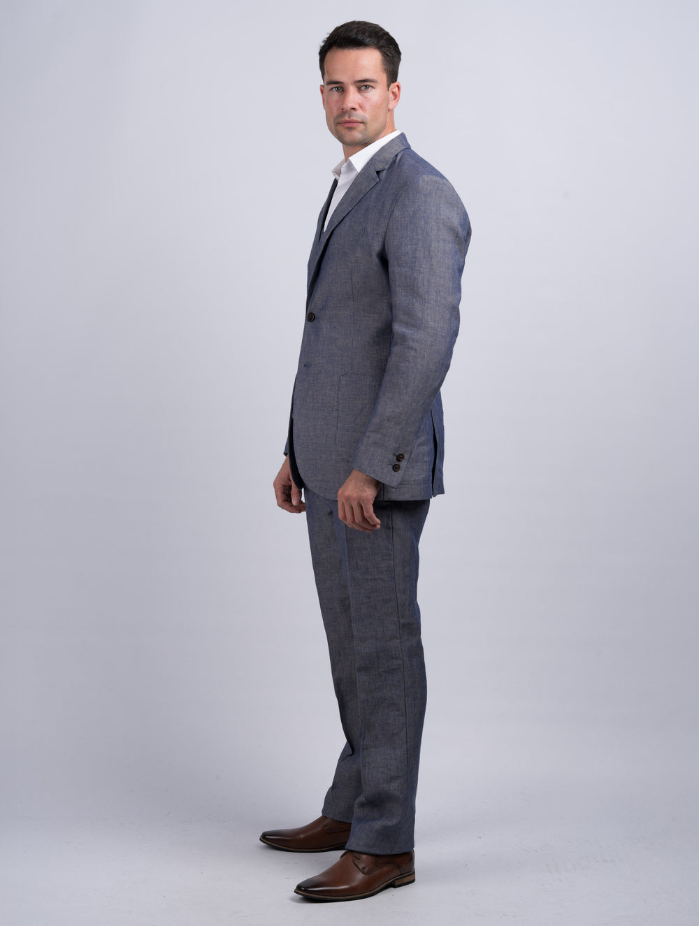 Irish Linen Denim Three Piece Suit