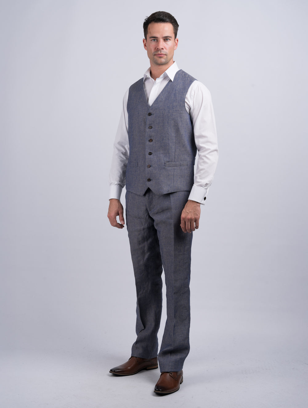 Irish Linen Denim Three Piece Suit