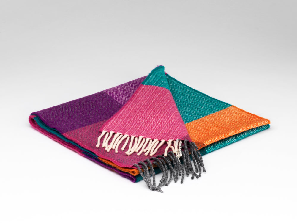 Lambswool Hyacinth & Orange Scarf