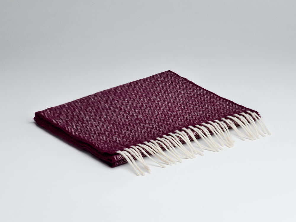 Lambswool Mulberry Herringbone Scarf