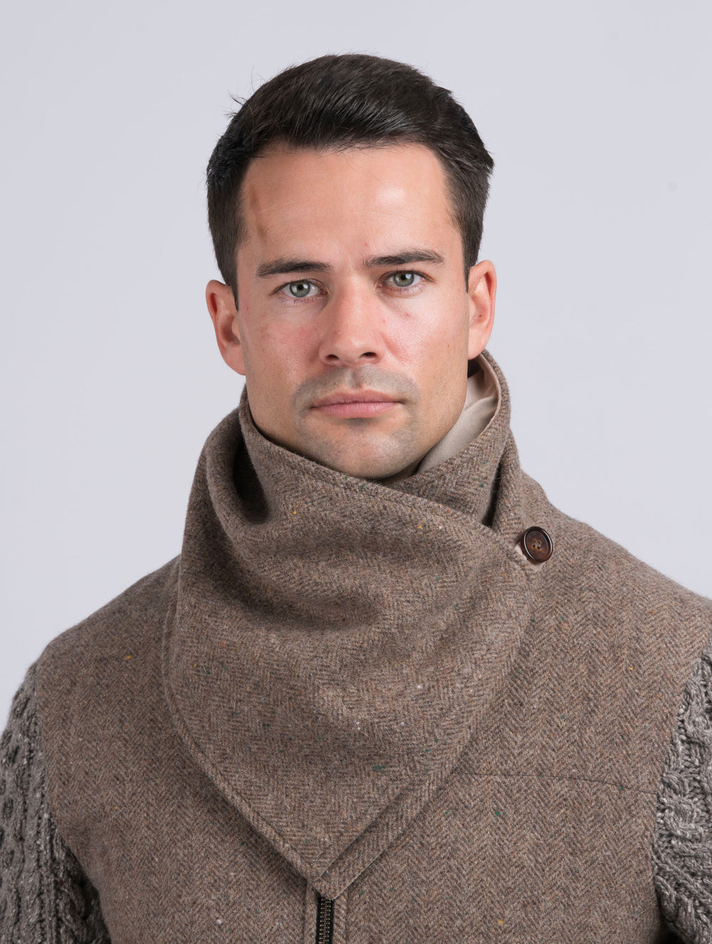 Fawn Tweed Snood with Reversible Beige Velvet Snood