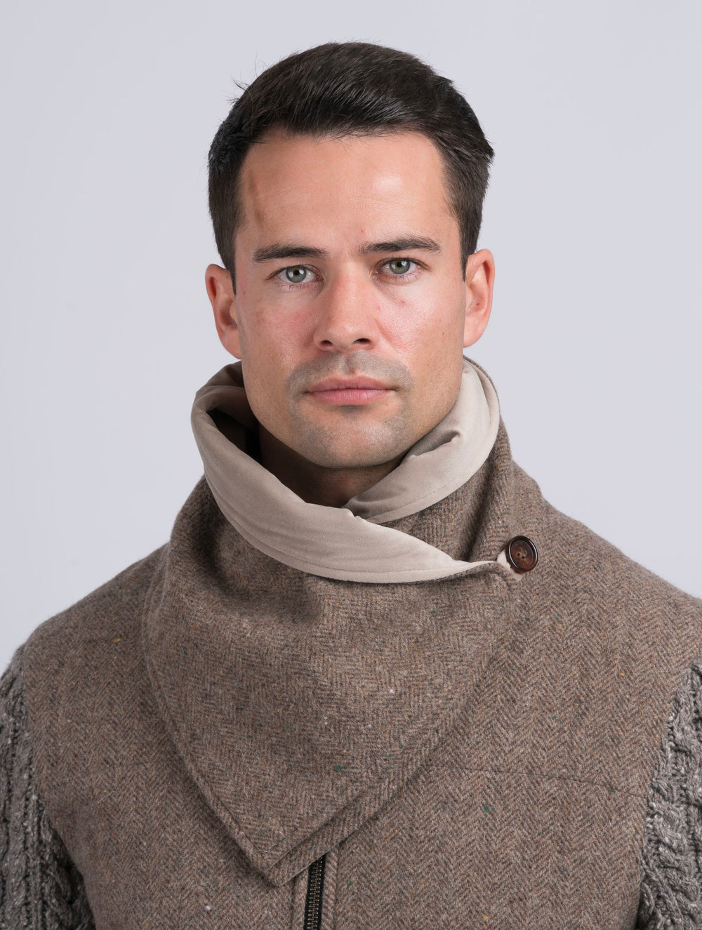 Fawn Tweed Snood with Reversible Beige Velvet Snood