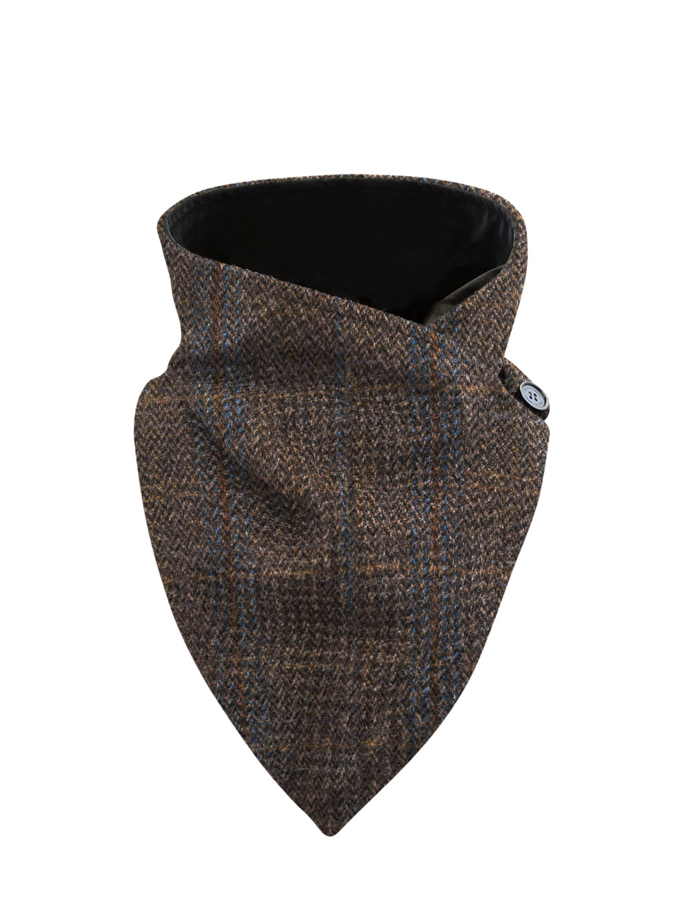 Brown Hunting Check Tweed Snood with Reversible Black Velvet Snood