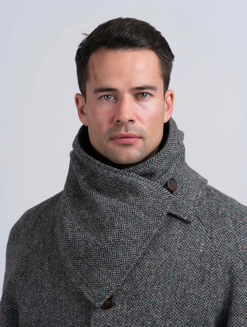 Silver Grey Tweed Snood with Reversible Black Velvet Snood