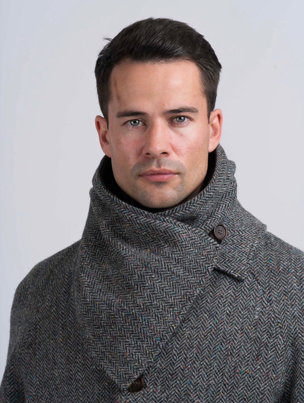 Silver Grey Tweed Snood with Reversible Black Velvet Snood