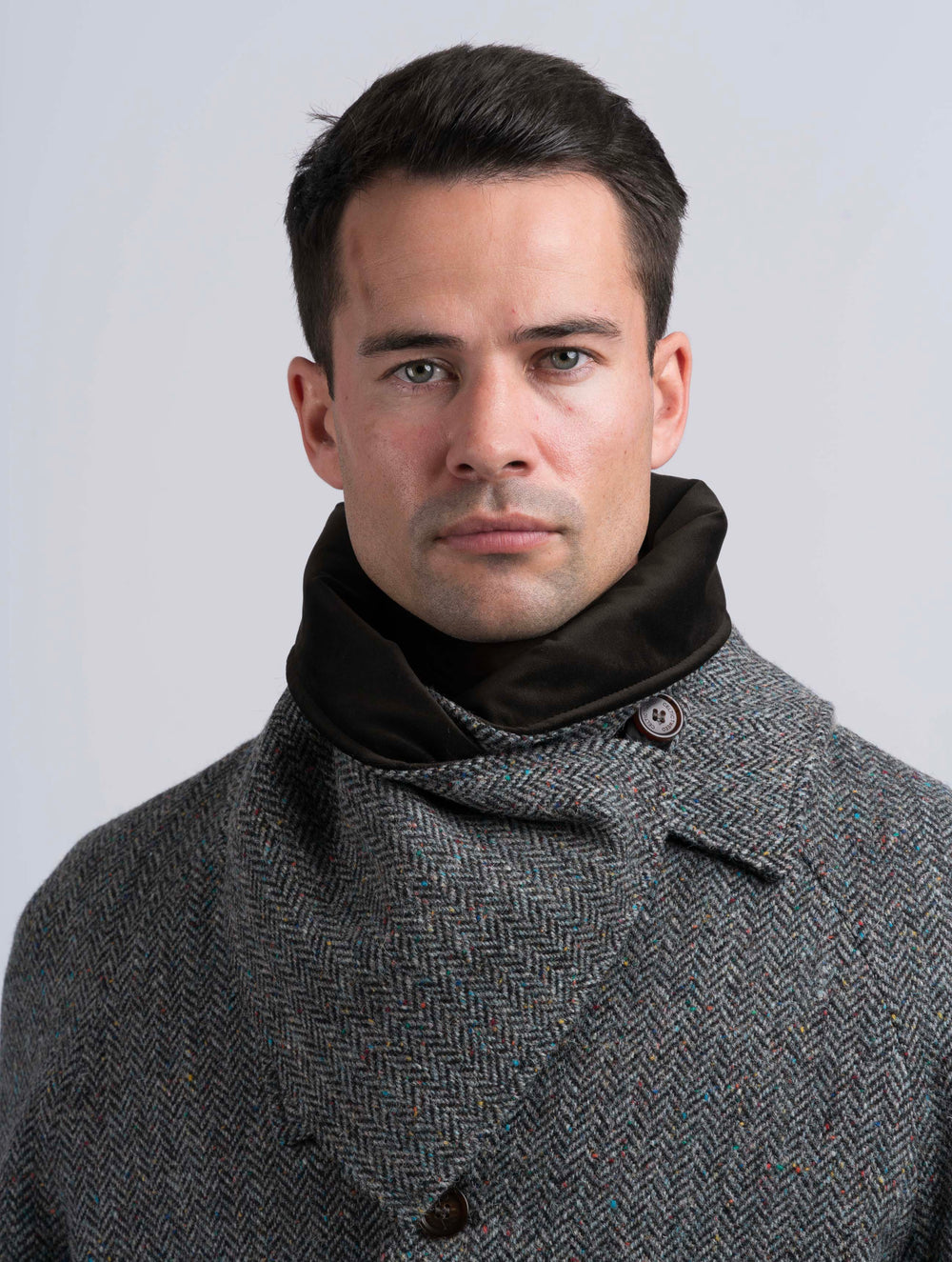 Silver Grey Tweed Snood with Reversible Black Velvet Snood