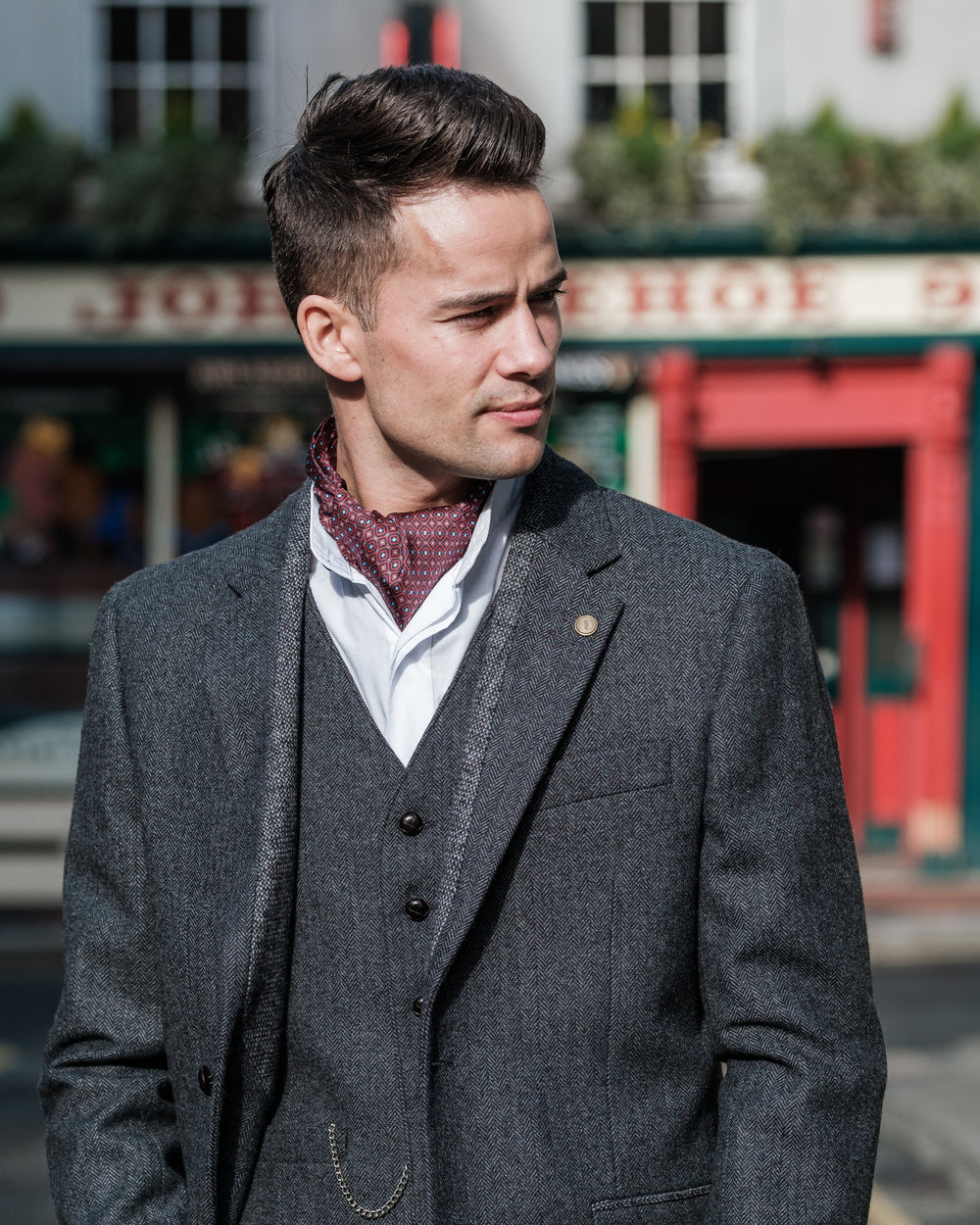 Veste classique en tweed gris Behan