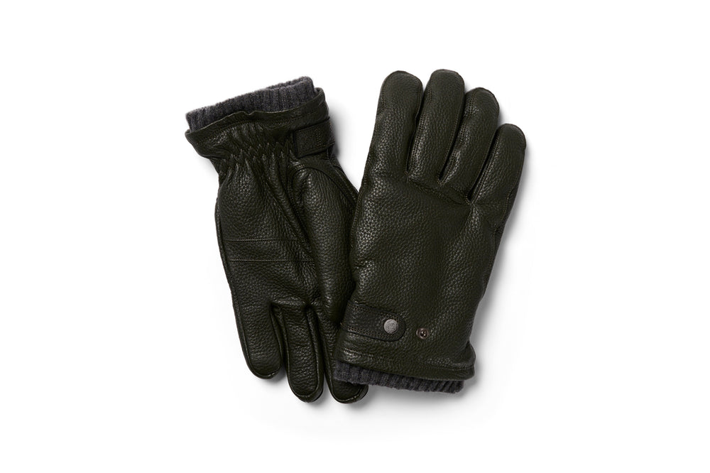 Men's Deerskin Leather Gloves in Forest Green