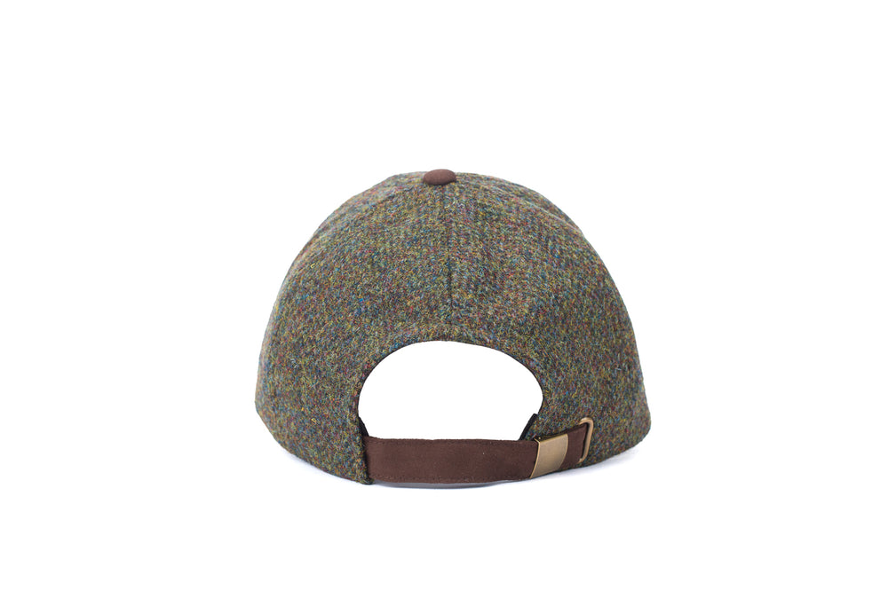 Harris Tweed Green Herringbone Tweed Baseball Cap