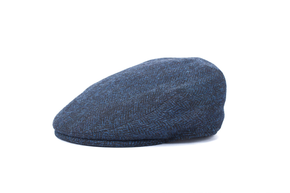 Blue Herringbone Harris Tweed Flat Cap