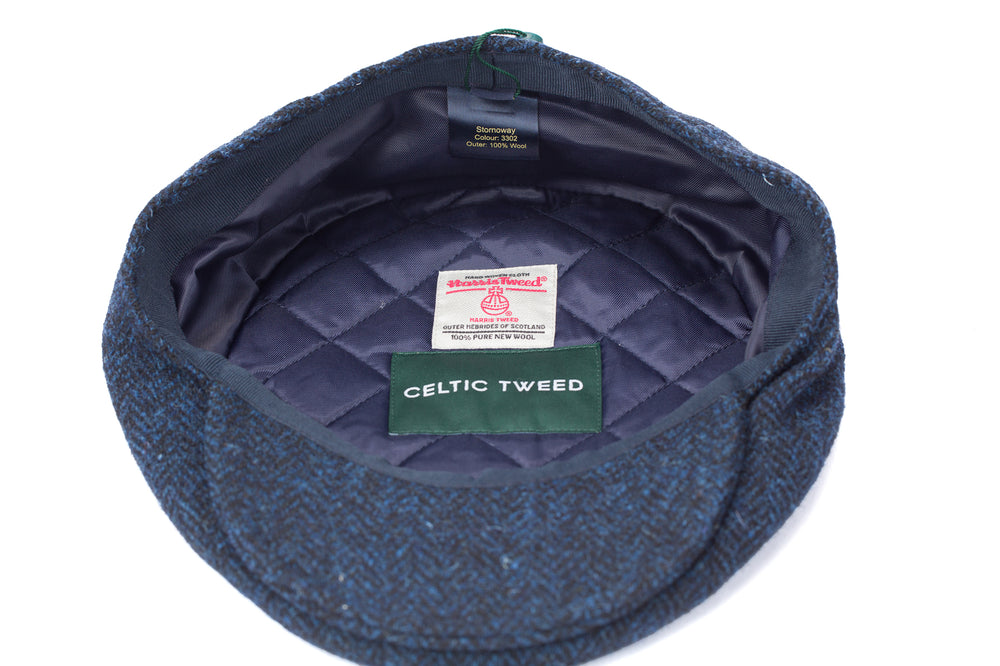 Blue Herringbone Harris Tweed Flat Cap