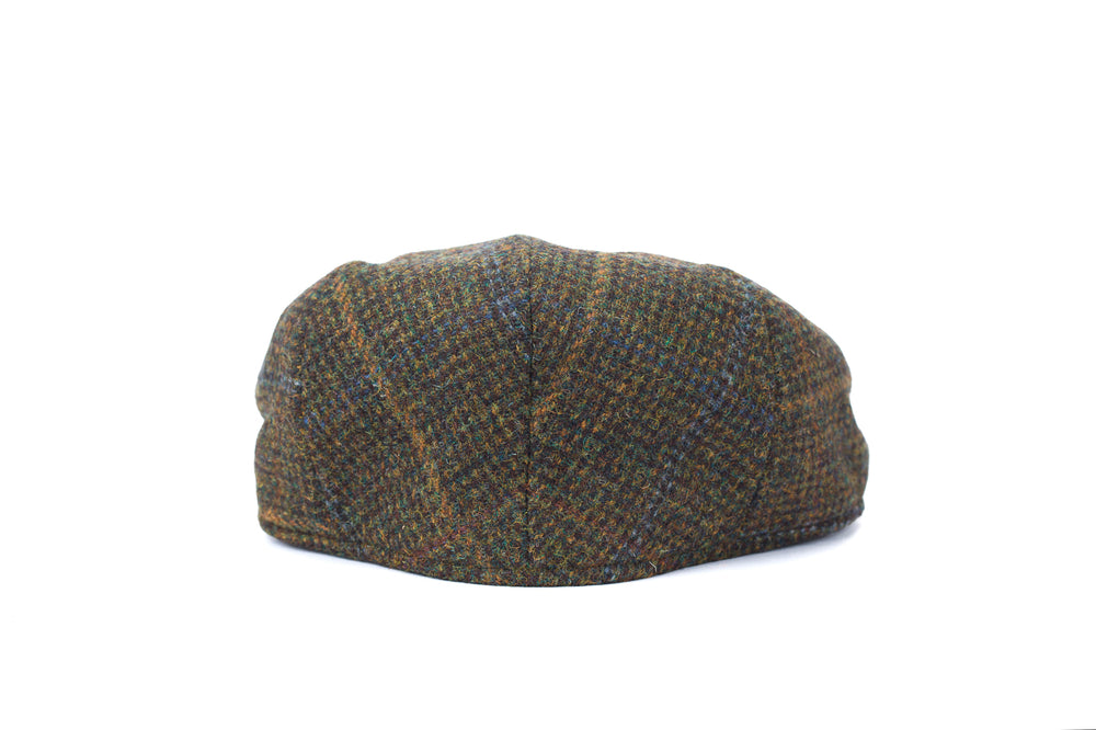 Harris Tweed Green & Brown Check Flat Cap