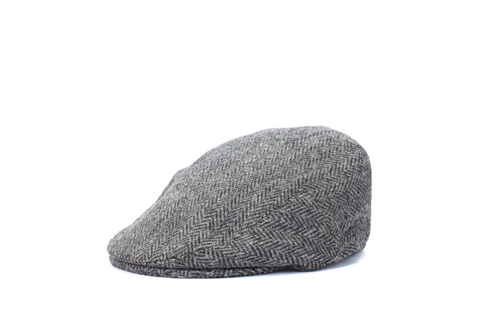 Grey Herringbone Harris Tweed Flat Cap