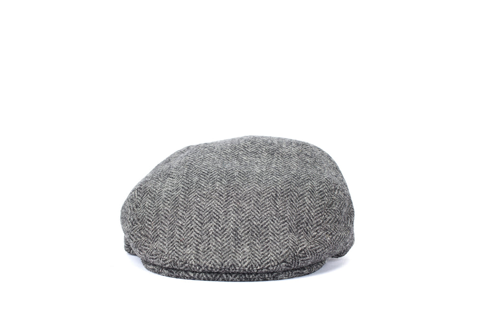 Grey Herringbone Harris Tweed Flat Cap