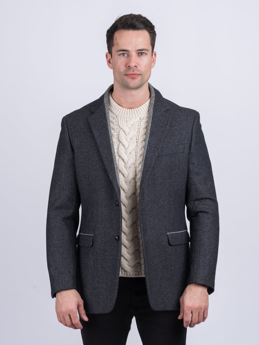 Veste classique en tweed gris Behan