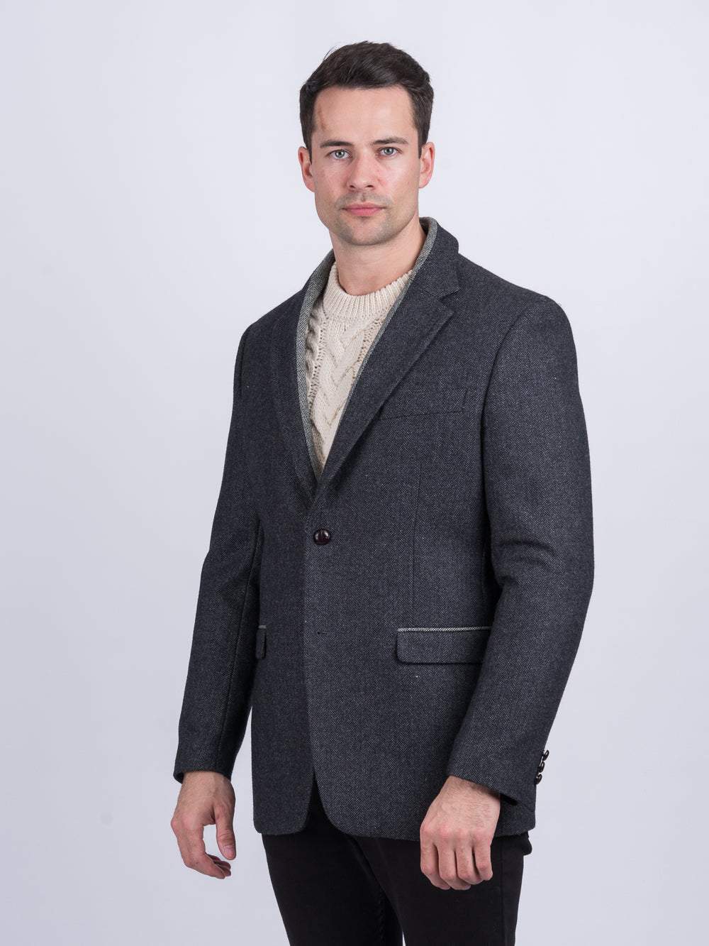 Veste classique en tweed gris Behan