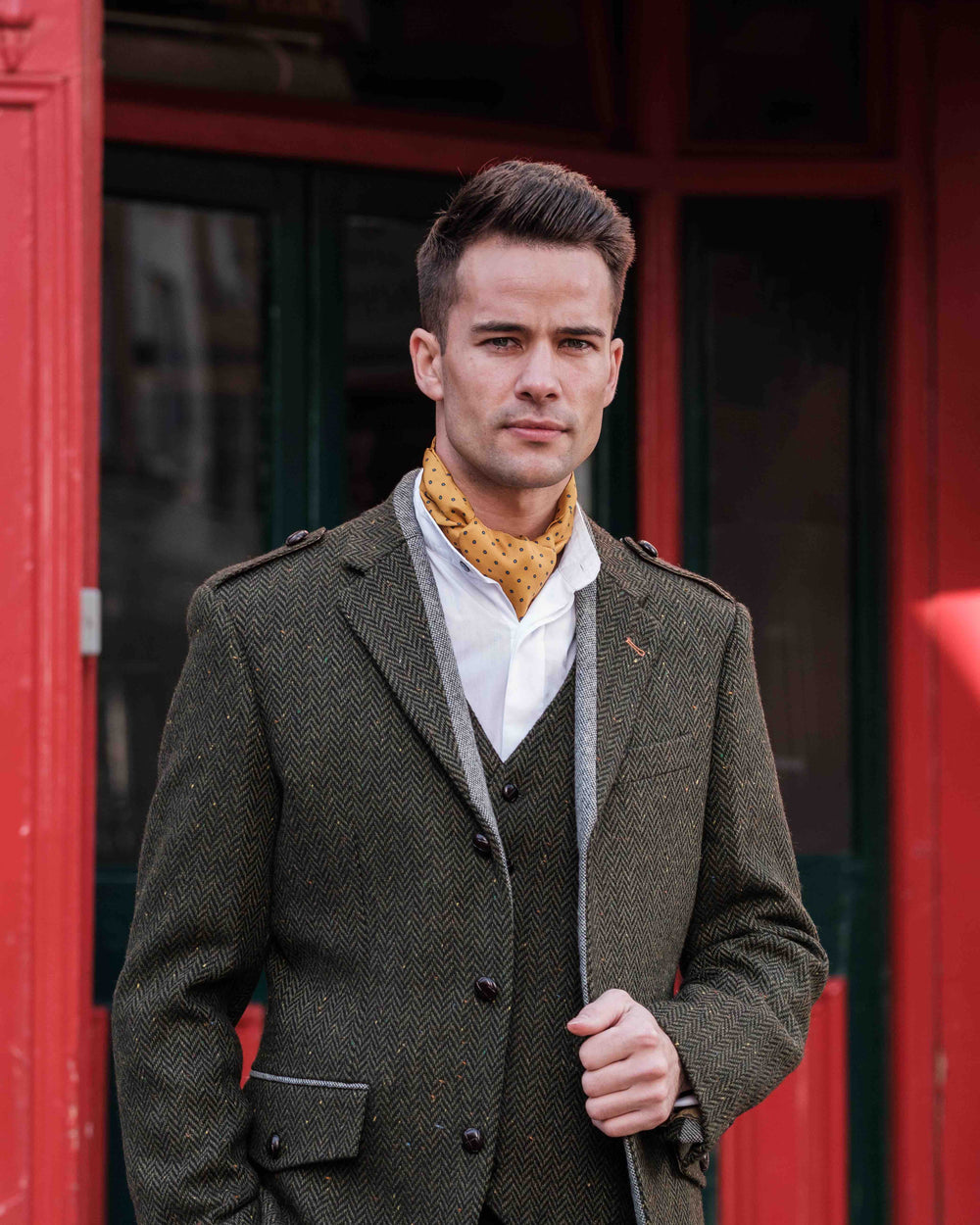 Pearse Green Herringbone Tweed Jacket