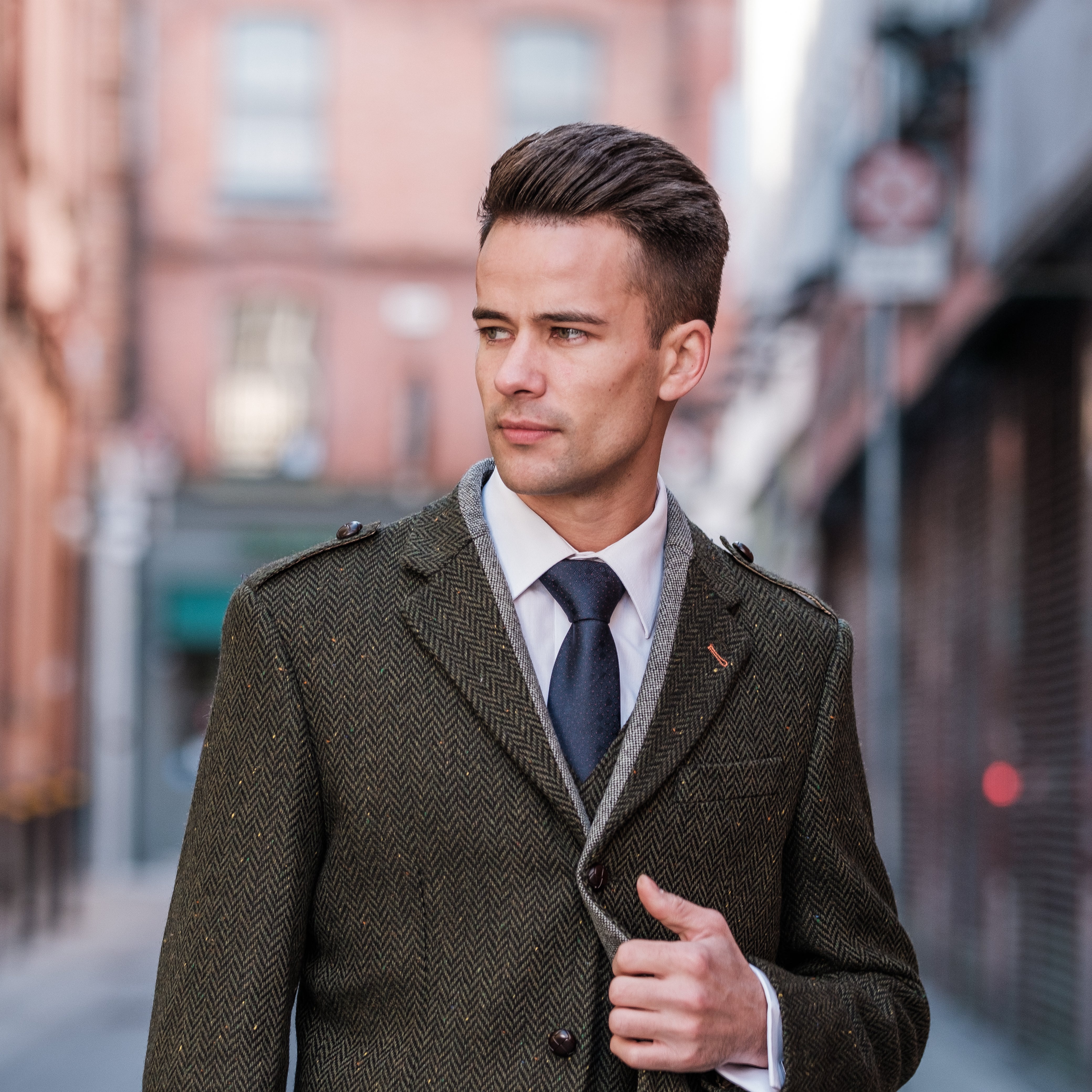 Herringbone tweed coat mens sale