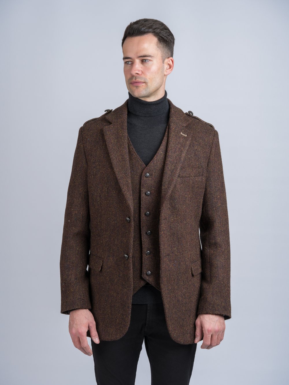 The O'Brien Brown Herringbone Tweed