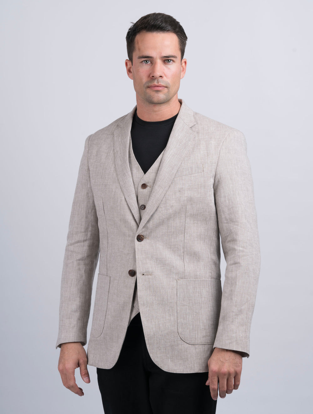 Karamellfarbener Blazer aus irischem Leinen