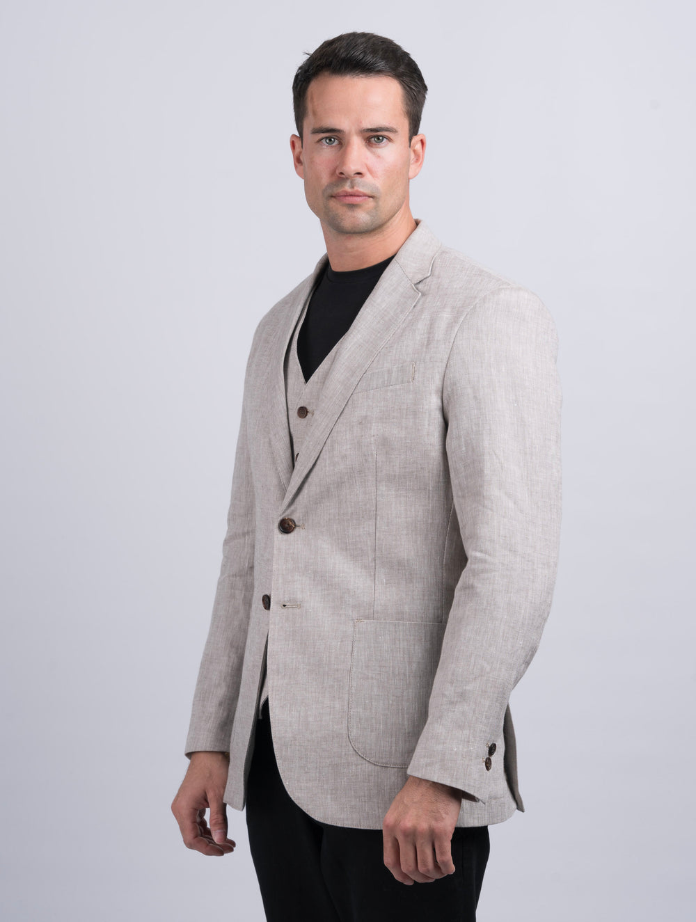 Karamellfarbener Blazer aus irischem Leinen