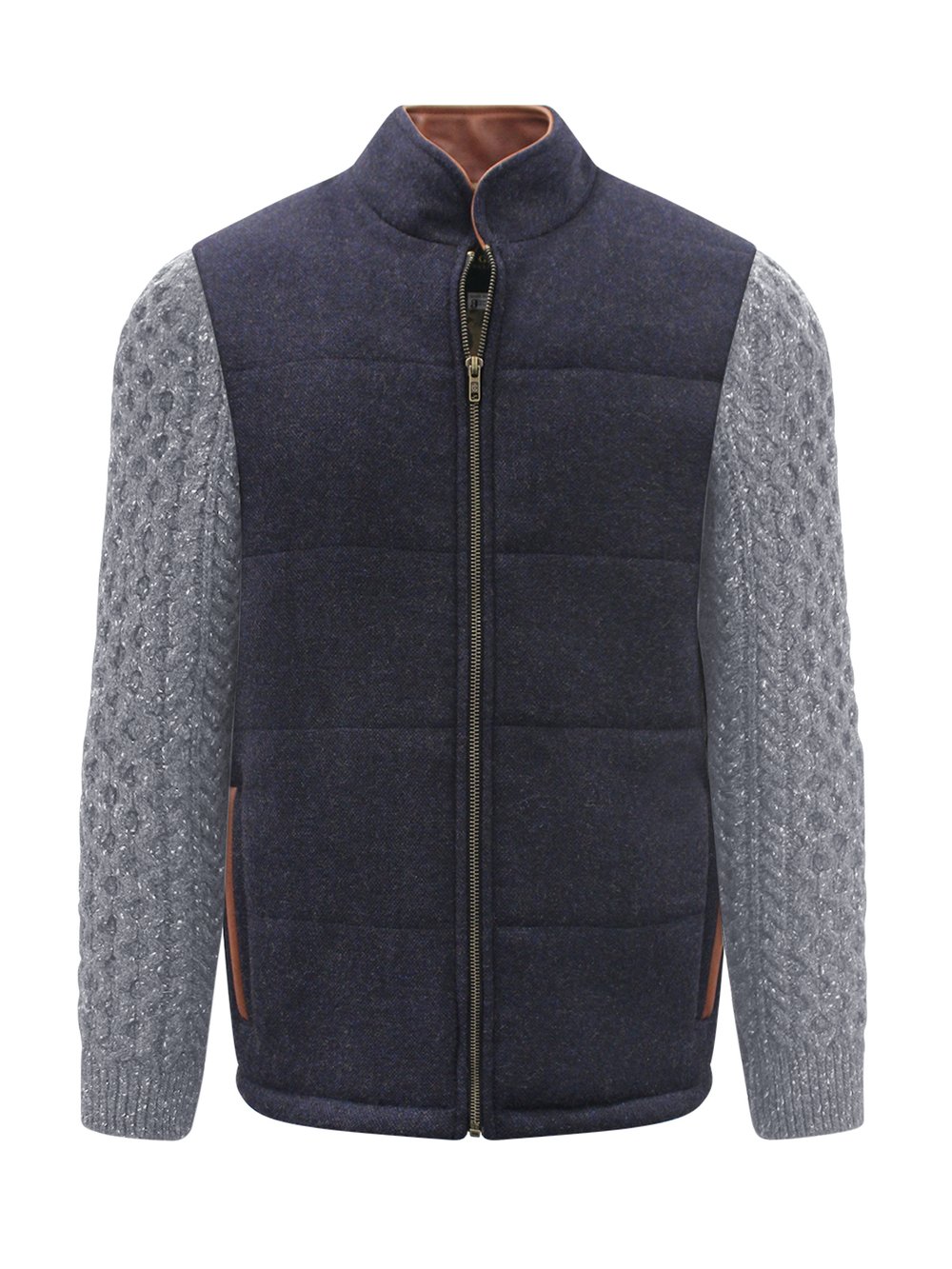 Navy Shackleton Jacket with Marl Navy Cable Knit Sleeve