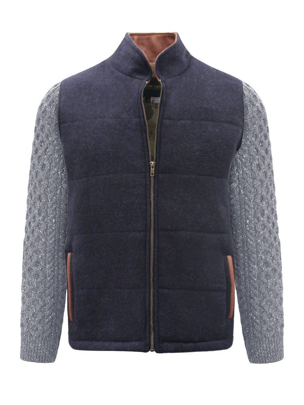 Navy Shackleton Jacket with Marl Navy Cable Knit Sleeve