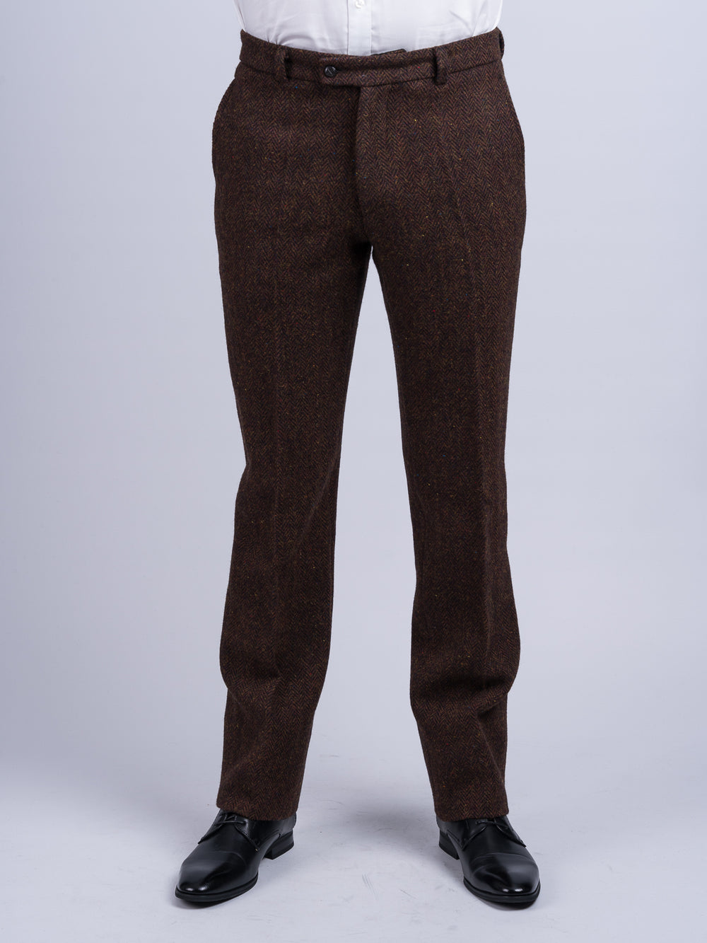 Mens Brown Herringbone Tweed Trouser