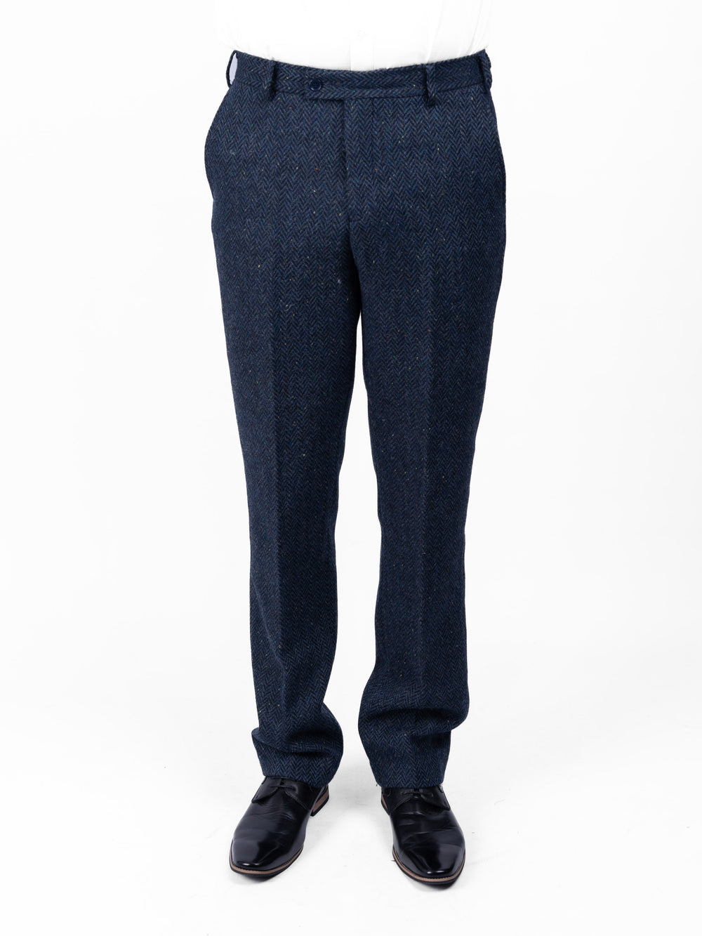 Blue Herringbone Irish Tweed Trousers