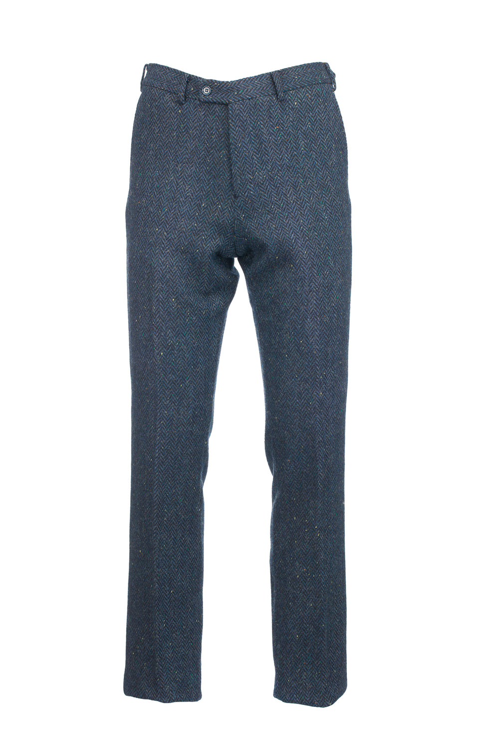 Blue Herringbone Irish Tweed Trousers