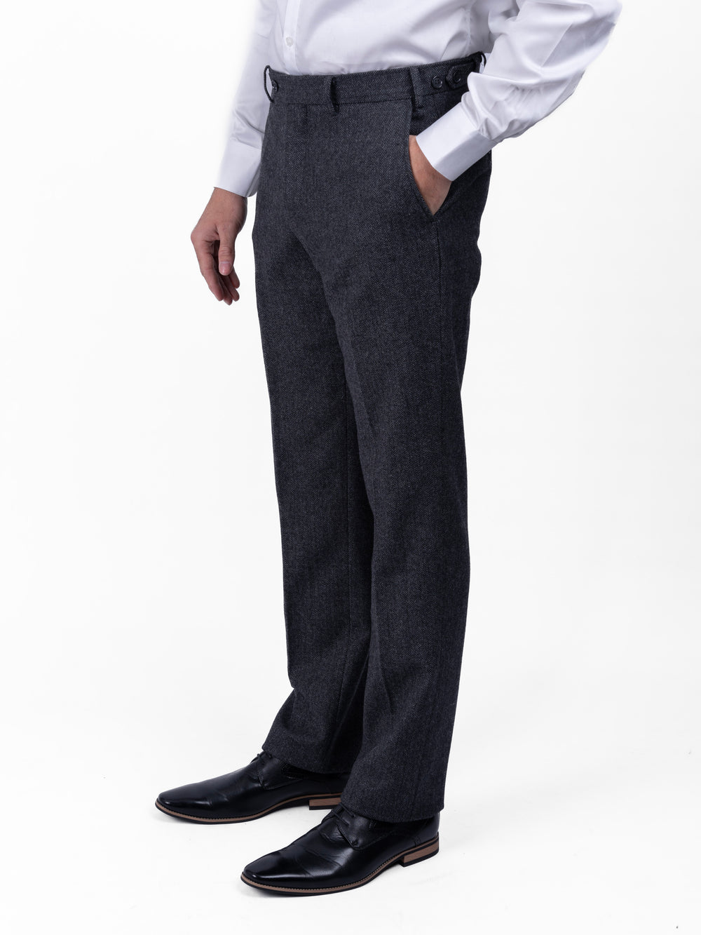 Grey Herringbone Trousers