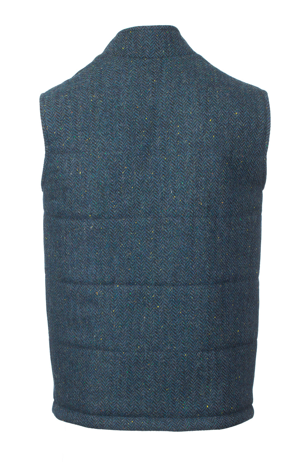 Blue Tweed Bodywarmer with Leather Trims