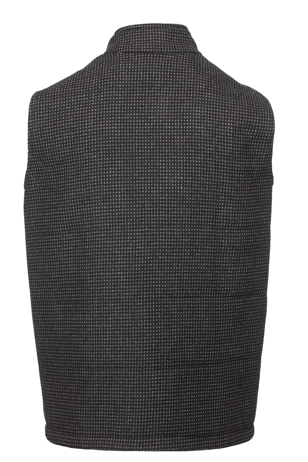 Black Check Tweed Bodywarmer with Leather Trims