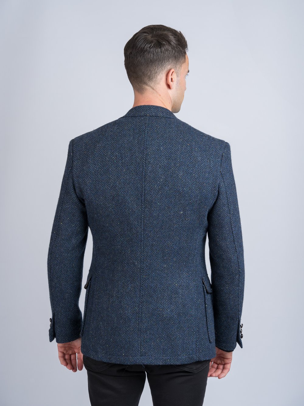 The Yeats  Blue Herringbone Tweed