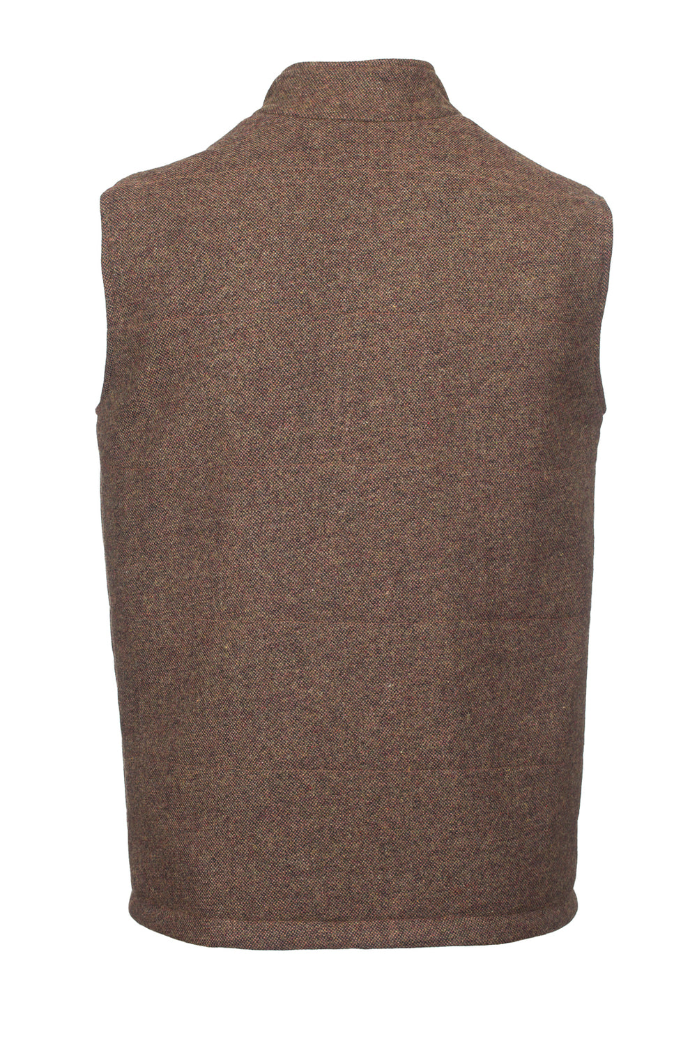 Gilet sans manches en tweed marron avec bordures en cuir Burns Barleycorn