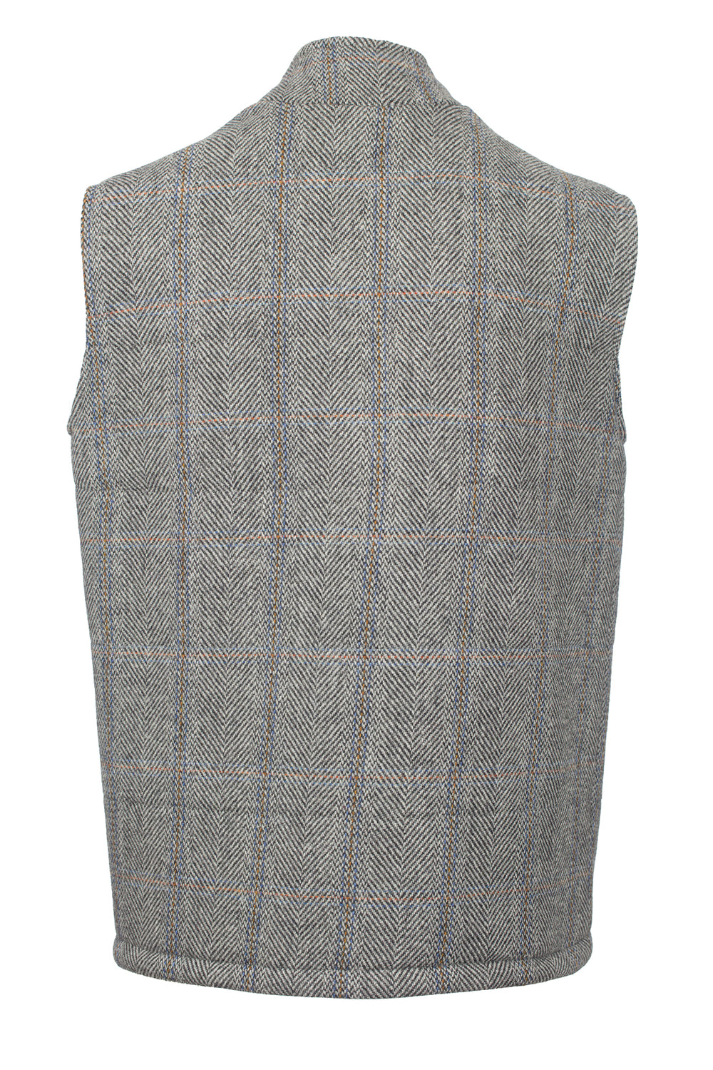 Grey Hunting Tweed Bodywarmer with Leather Trims