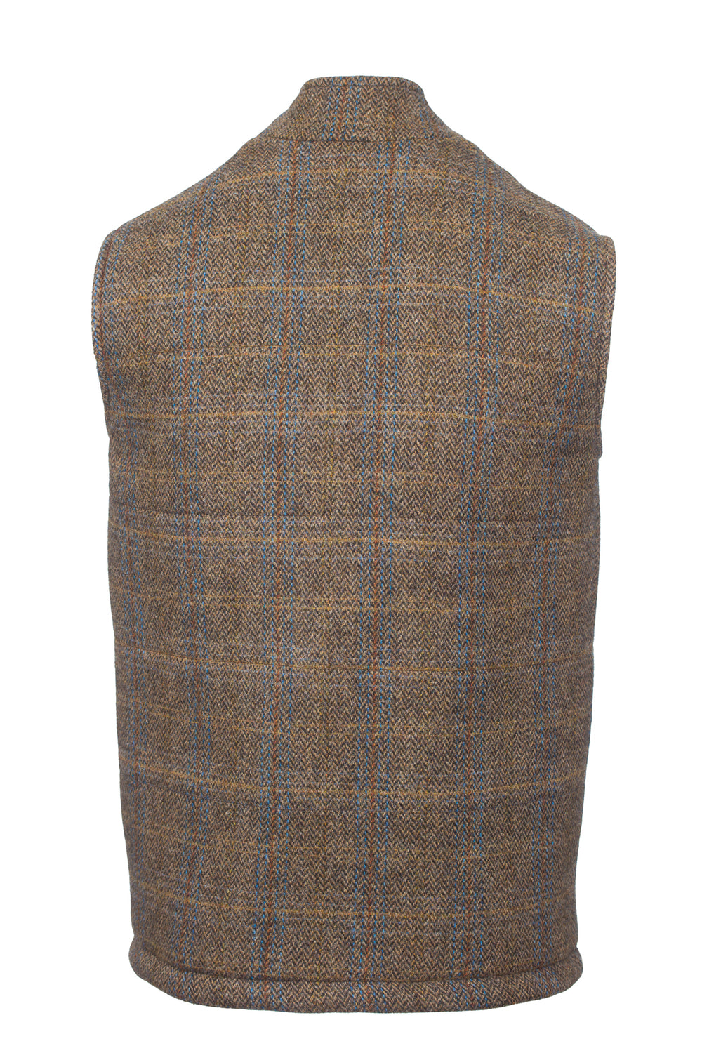 Brown Hunting Tweed Bodywarmer With Leather Trims