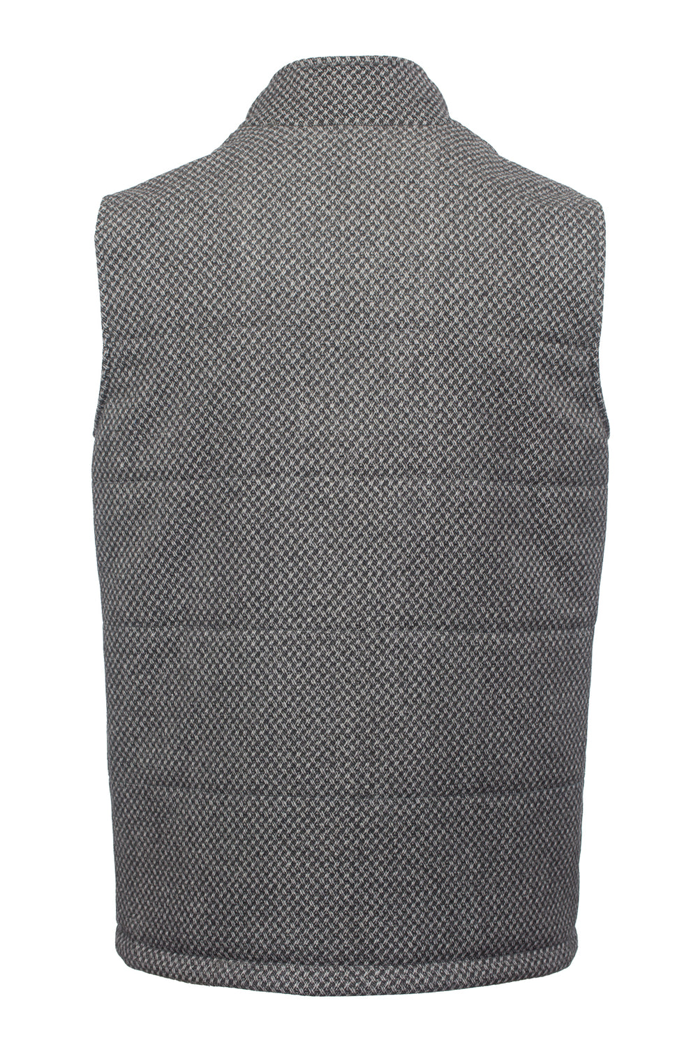 Griffin Dark Grey with Light Grey Diamond Pattern Tweed Bodywarmer with Leather Trims