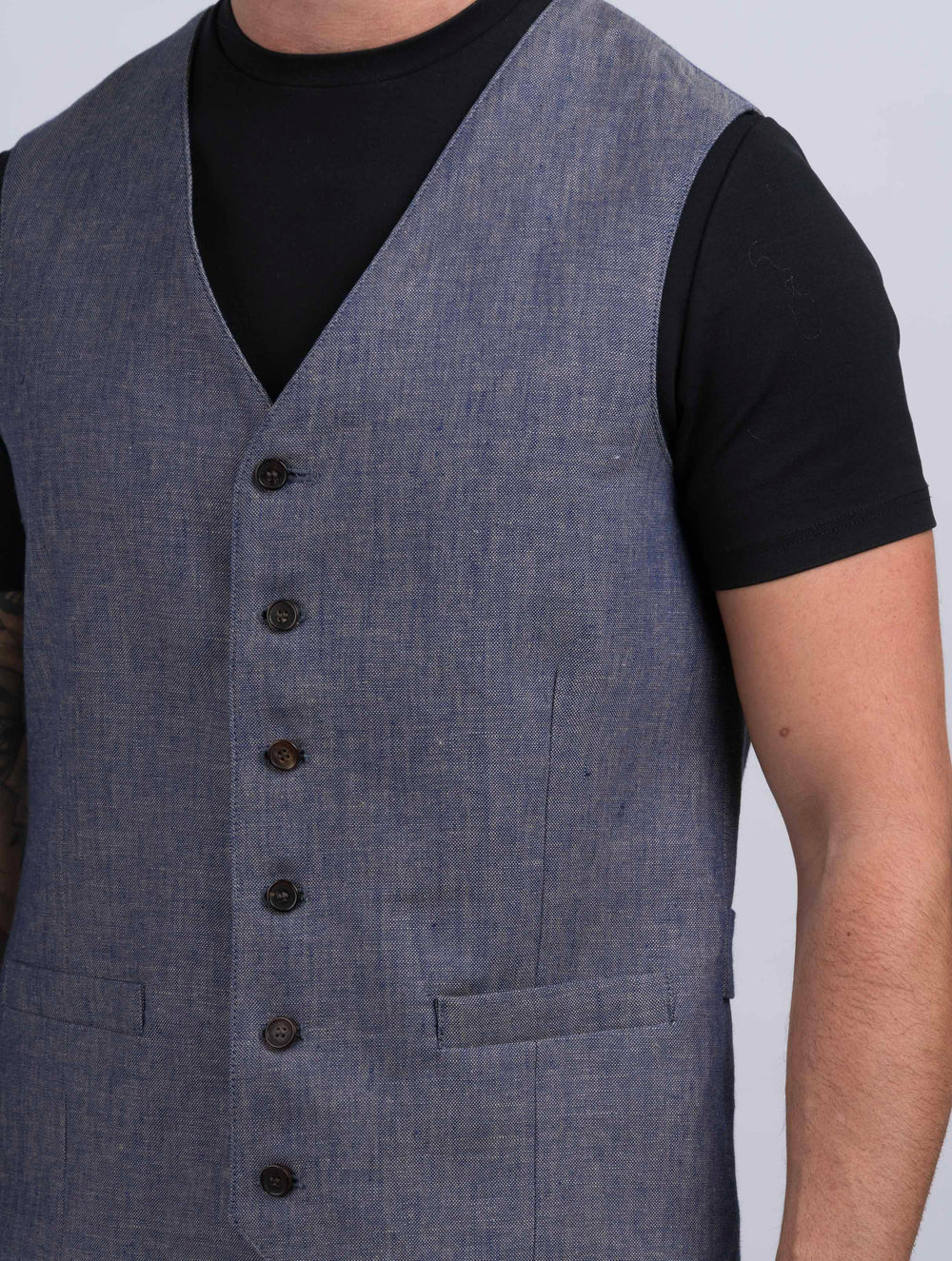 Mens Denim Linen Waistcoat & Vest