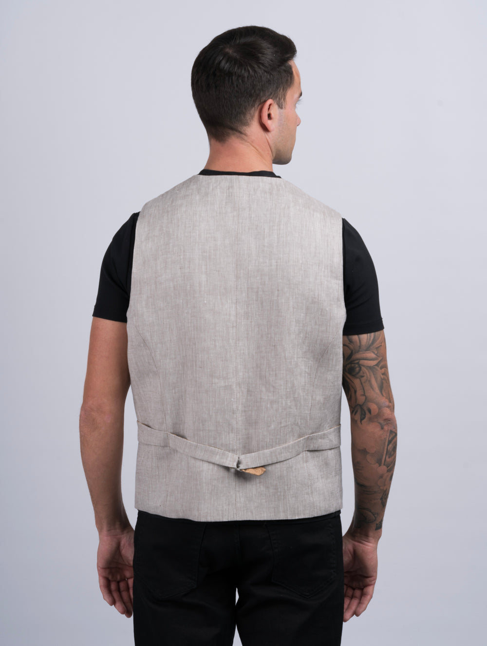 Mens Desert Linen Waistcoat & Vest With Revere