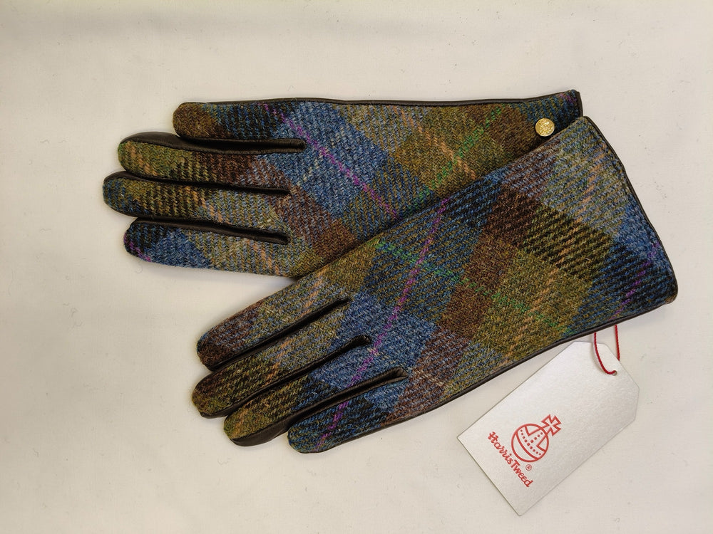 Women's Harris Tweed Gloves Brown Check