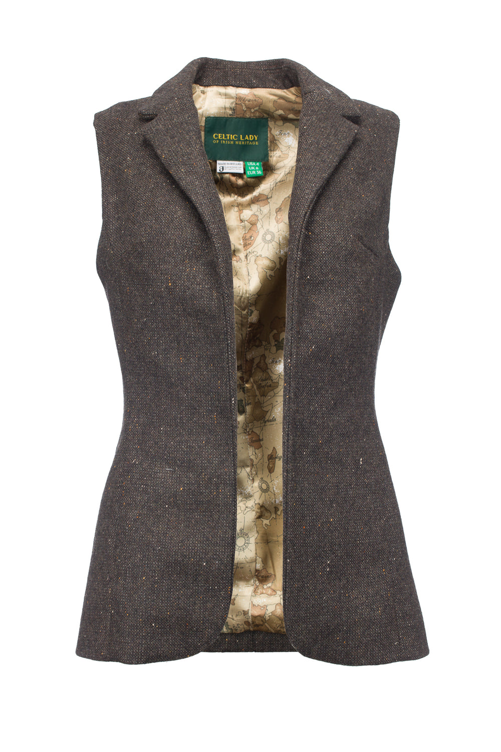 Women's Brown Hopsack Tweed Gilet