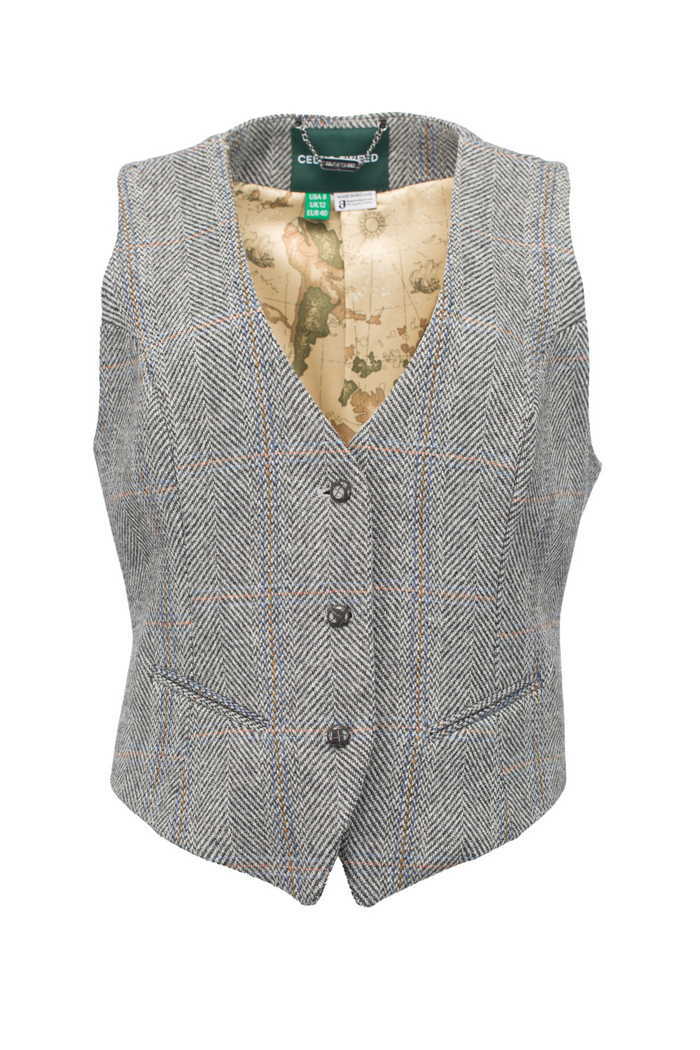 Graue Jagdweste aus Tweed für Damen