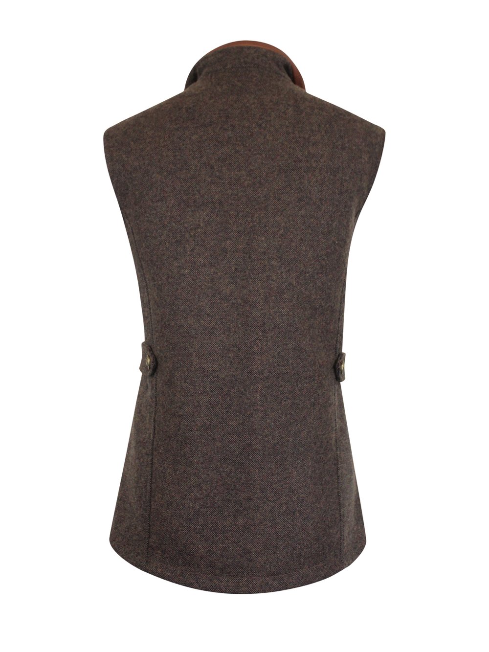 Gilet marron moyen pour femme avec bordure en cuir