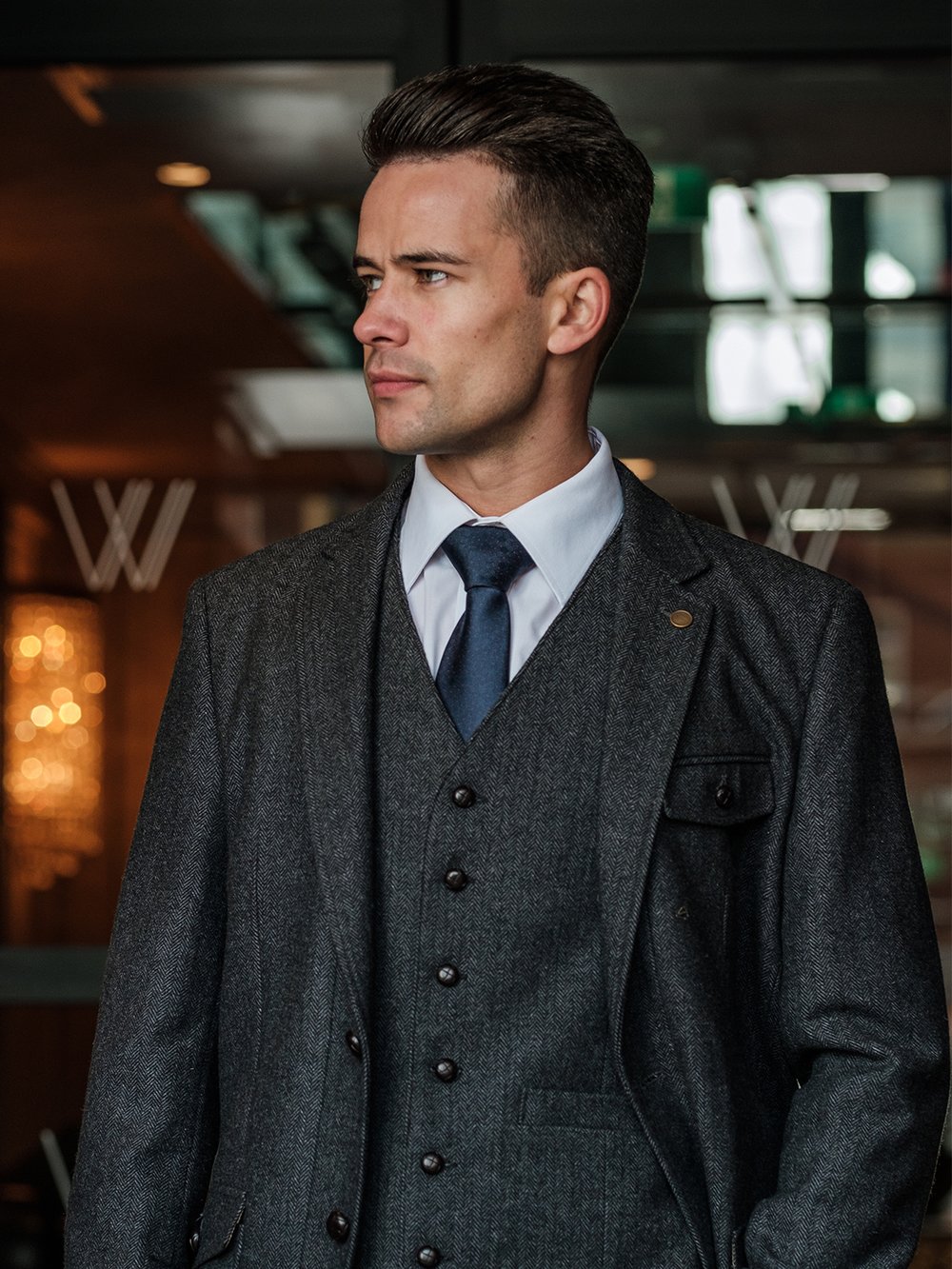 Swift – Tweedjacke und Blazer in Slim Fit, Grau