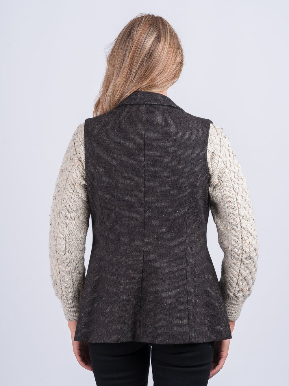 Gilet en tweed marron pour femme