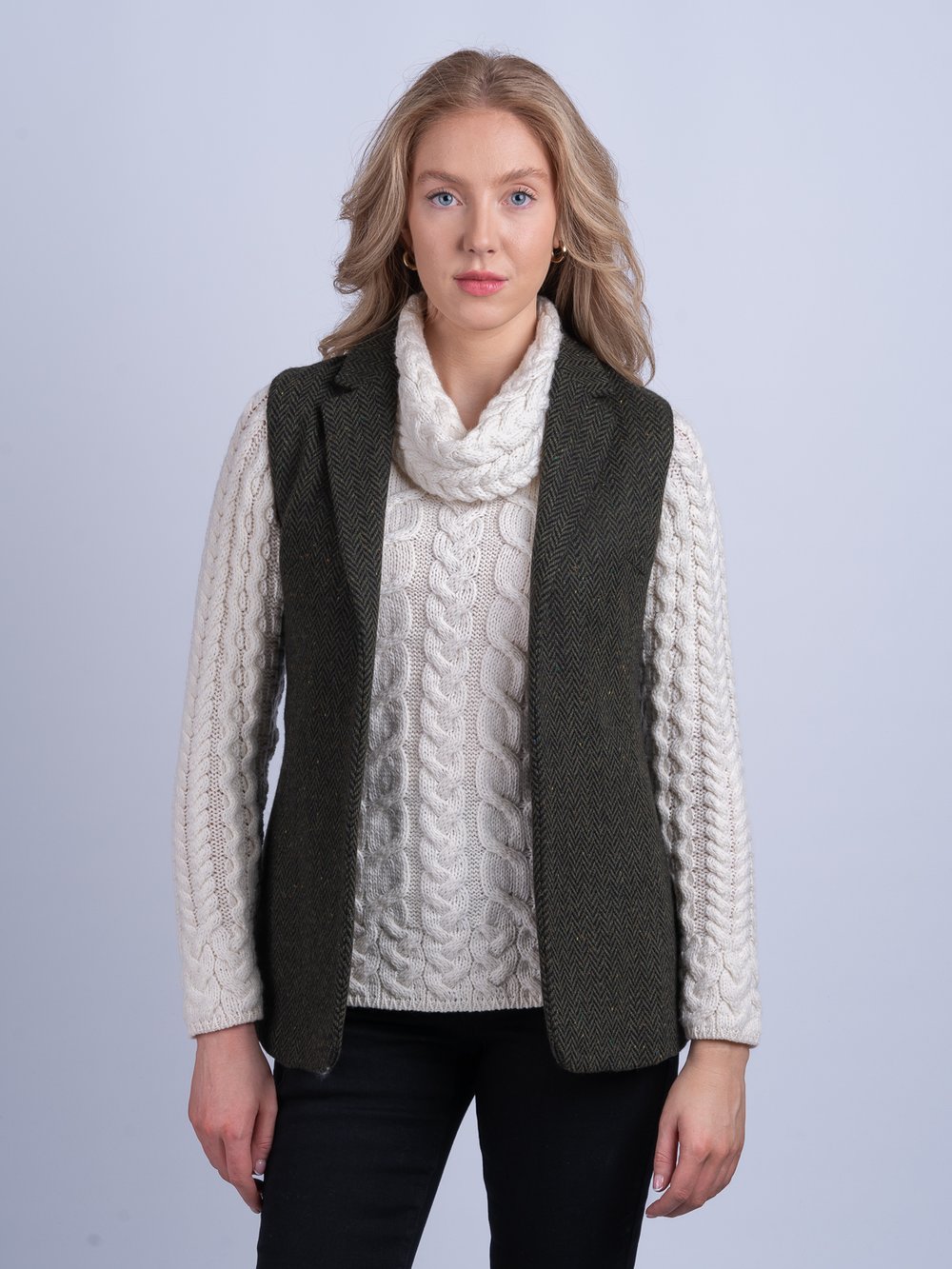 Women's  Green Tweed Gilet