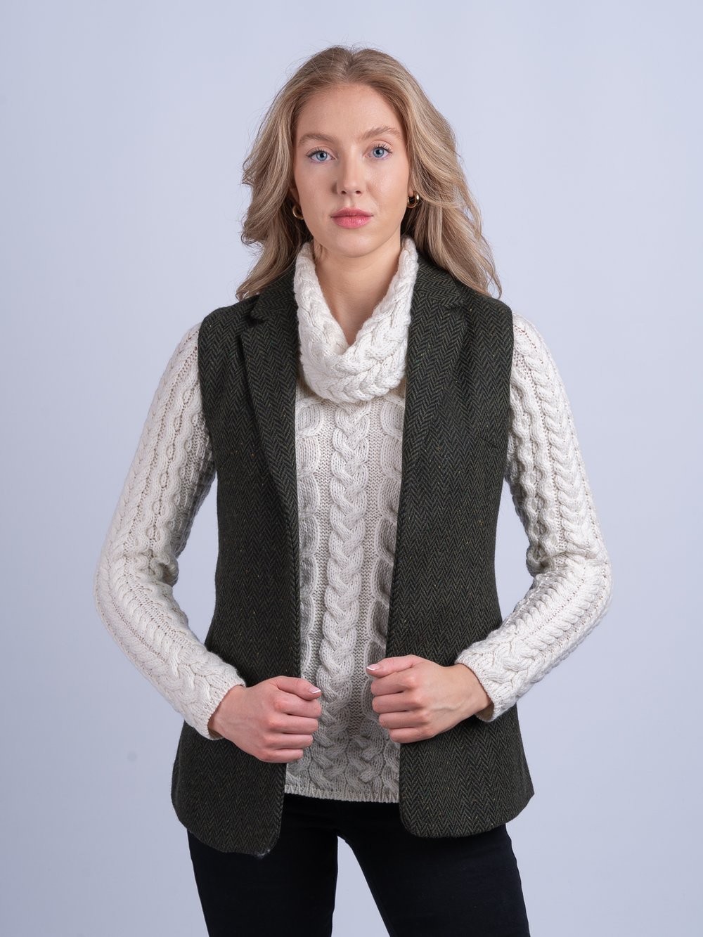 Women's  Green Tweed Gilet