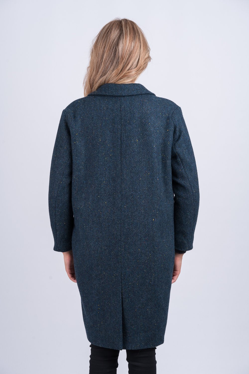 Blue Herringbone City Coat