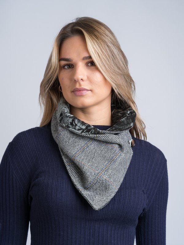 Snood en tweed de chasse gris